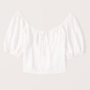 Abercrombie & Fitch Linen-Blend Tie-Front Top, Size S